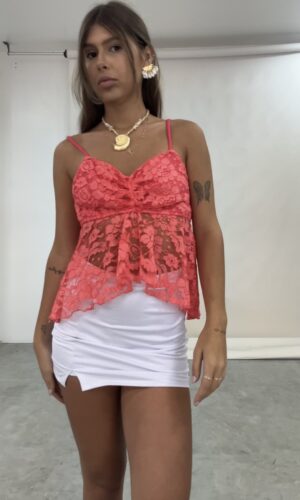 Blusa Batinha Renda Coral