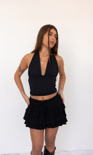 Saia Babado Preta Manu