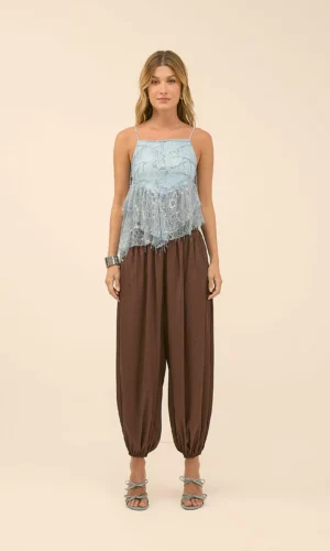 Blusa de Brilho azul bordada