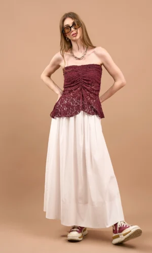 Bata Renda tomara que caia Bordo