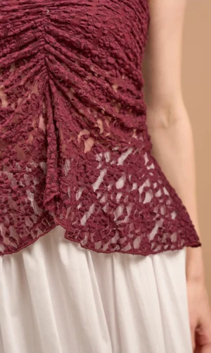 Bata Renda tomara que caia Bordo