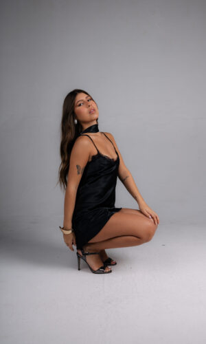 vestido slip cetim renda