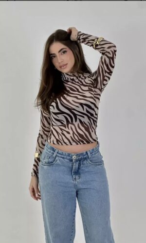 Blusa Tule Animal Print